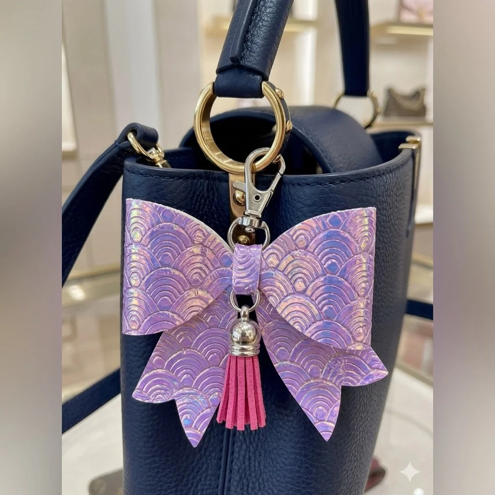 Pink Iridescent and Tassel Bag Charm Key Chain
